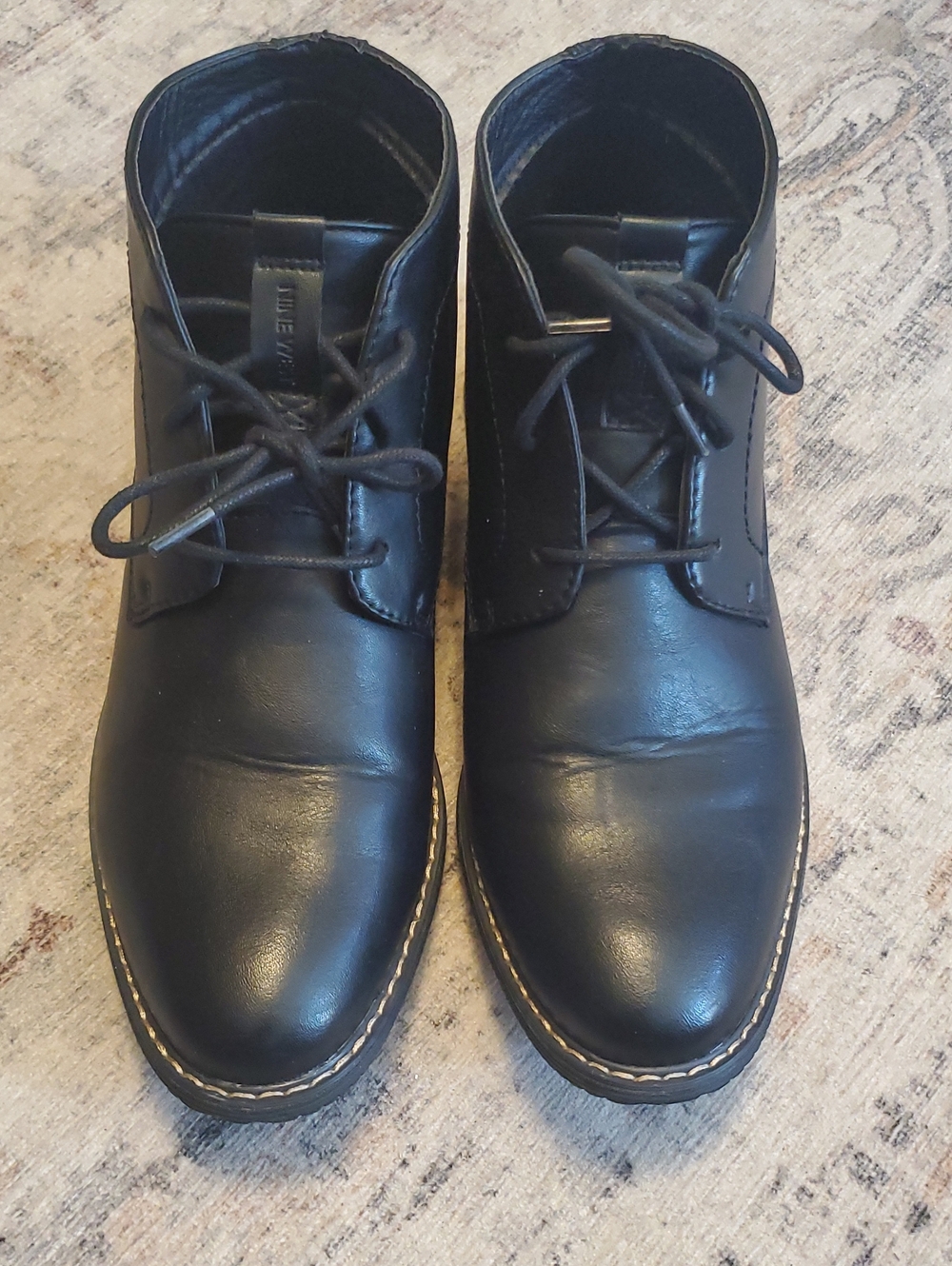 Nine West Men's Neilton Chukka Boots - Black Faux Leather - Size 9.5